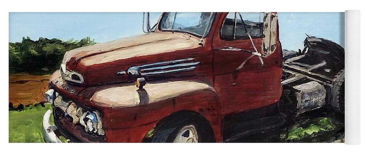 Ford Truck Yoga Mat featuring the painting Semi-Retired by William Brody