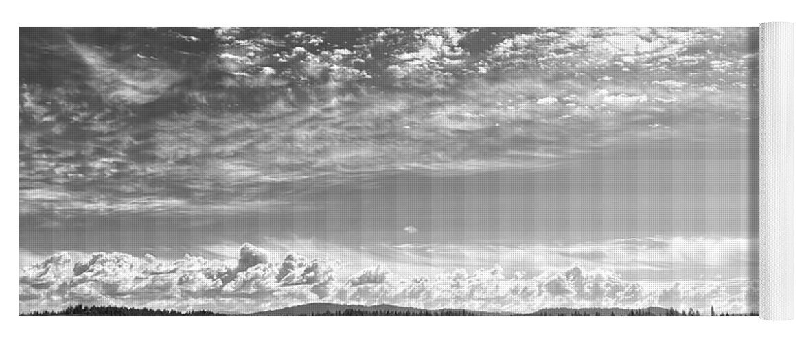 Photograph Black White Clouds Sky Yoga Mat featuring the photograph September Skies by Beverly Read