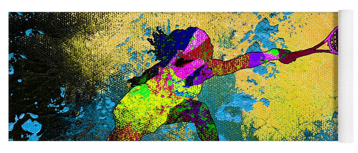Serena Williams Yoga Mat featuring the painting Serena Williams Dream 01 by Miki De Goodaboom