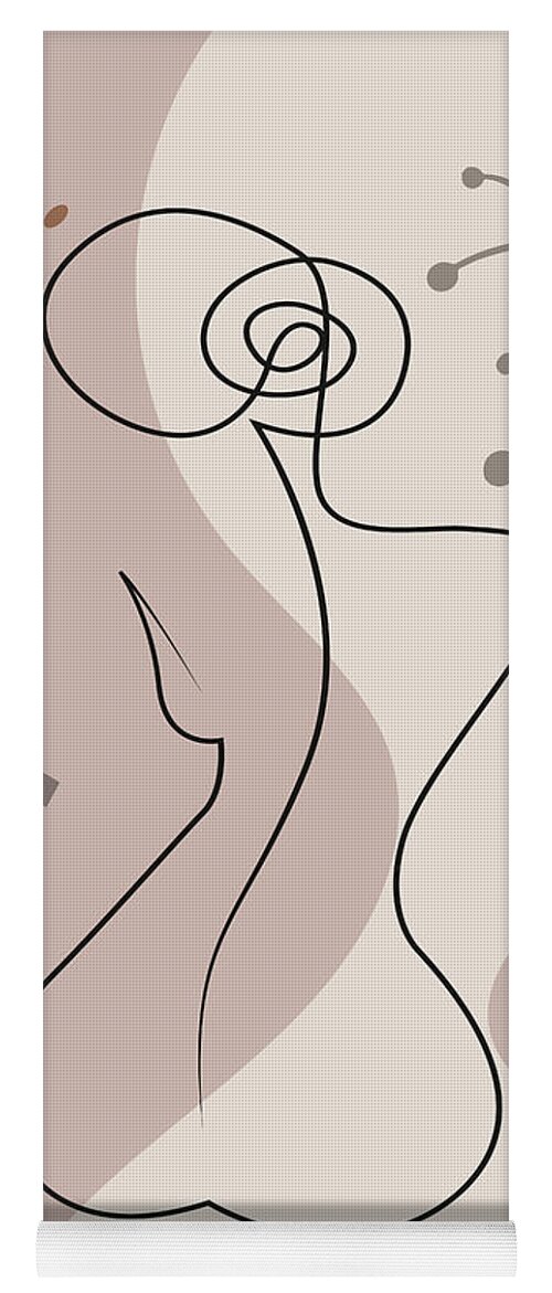 Set of naked woman sitting back one line. Poster cover. Minimal woman body.  One line drawing. No 1/3 Yoga Mat by Mounir Khalfouf - Pixels Merch