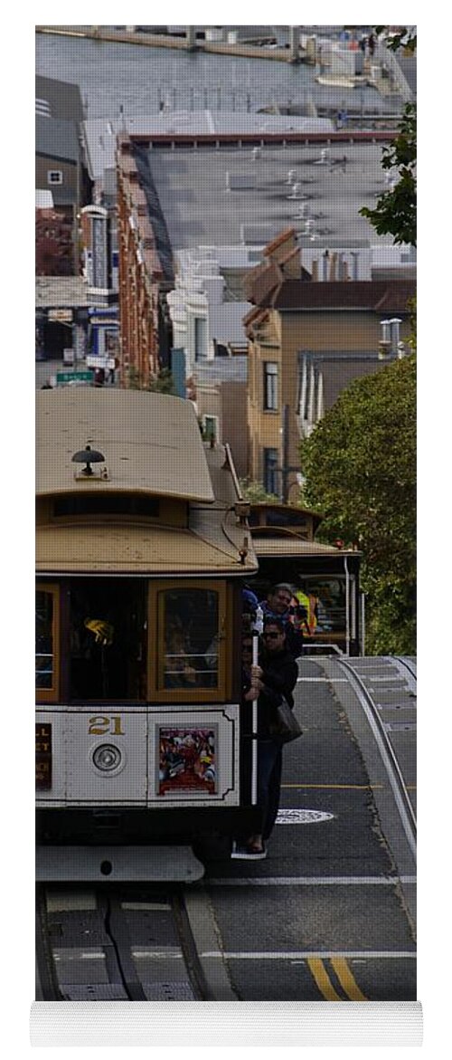 San Francisco Historic Cable Cars Yoga Mat featuring the photograph SF Cable Cars Up and Down by Tony Lee