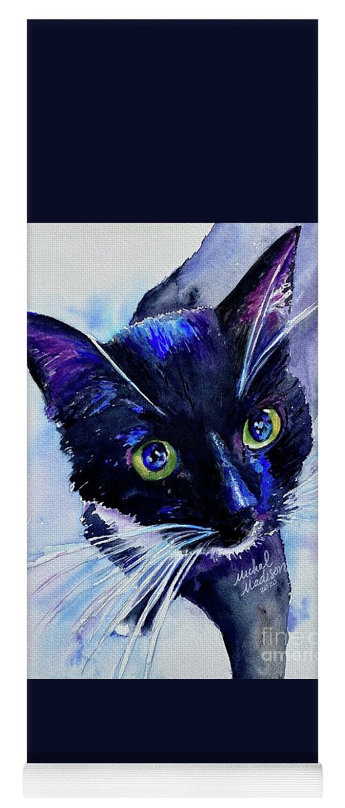 Black Cat Yoga Mat featuring the painting Shadow by Michal Madison