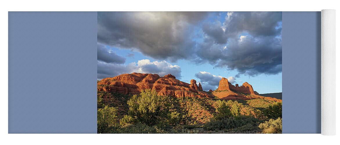 Sedona Yoga Mat featuring the photograph Shadows and Spires by Leda Robertson