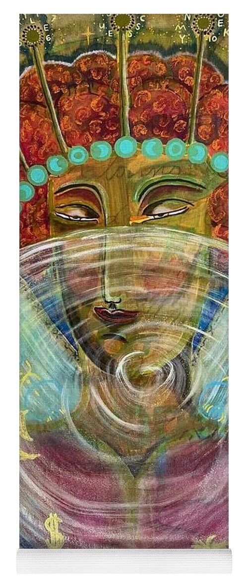 Cassandra Yoga Mat featuring the mixed media She who knows by Sylvia Becker-Hill