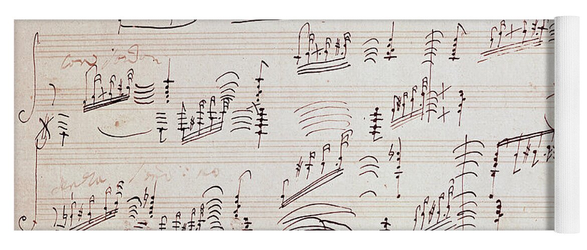 Beethoven Yoga Mat featuring the drawing Sheet music for the Moonlight Sonata by Beethoven by Beethoven