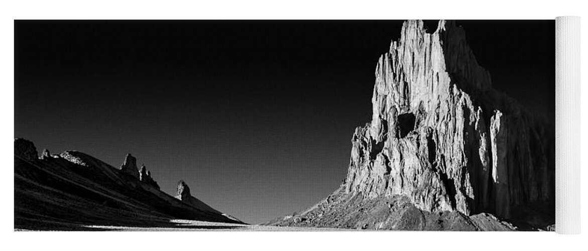 Shiprock Yoga Mat featuring the photograph Shiprock Black and White - Farmington - New Mexico by Gary Whitton