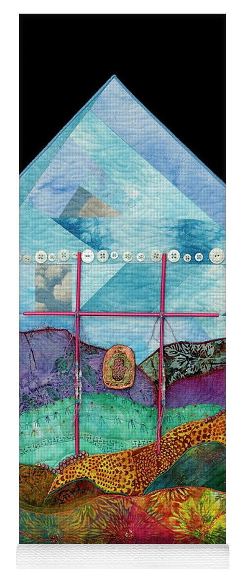 Shrine To Land And Sky Yoga Mat featuring the mixed media Shrine to Land and Sky 1 by Vivian Aumond