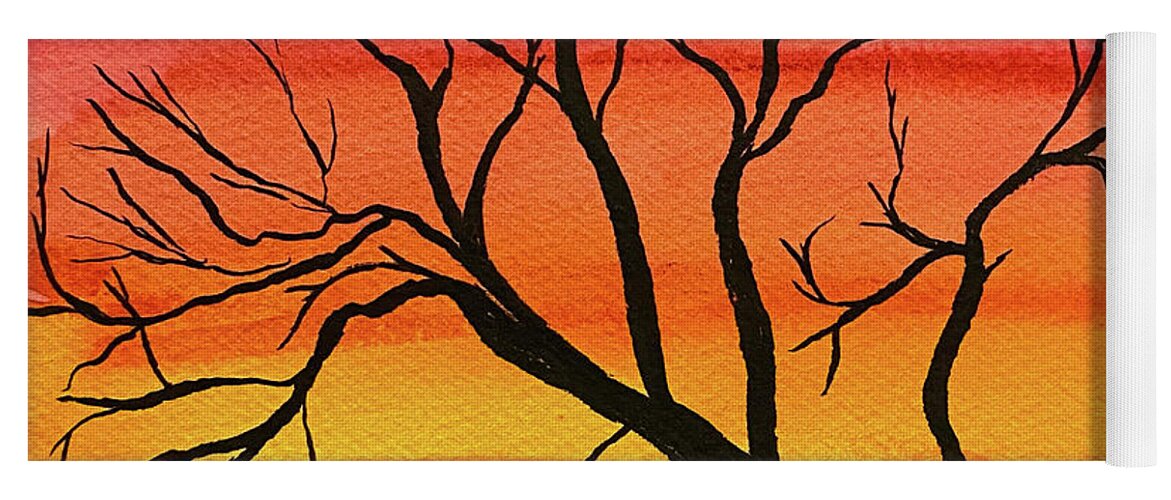Tree Yoga Mat featuring the mixed media Silhouette by Lisa Neuman