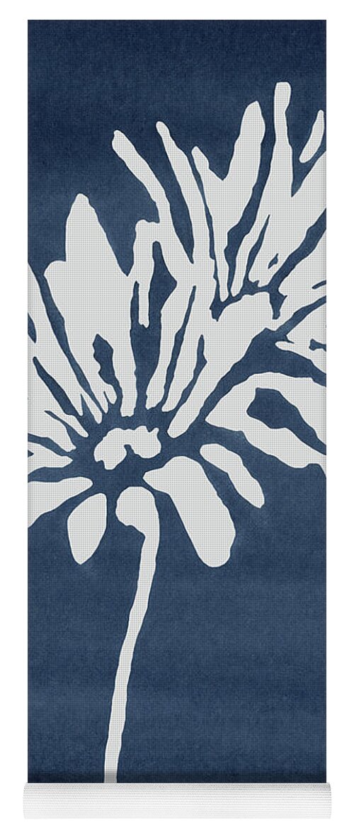 Navy Yoga Mat featuring the painting Silhouette Stems I by Rachel Elise