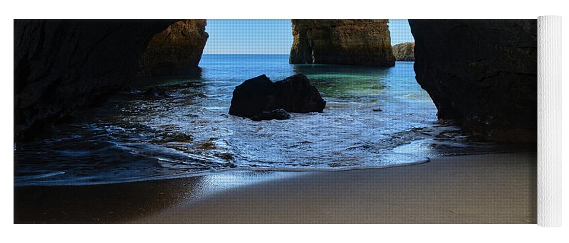 Algarve Yoga Mat featuring the photograph Silky sands and Arch by Angelo DeVal