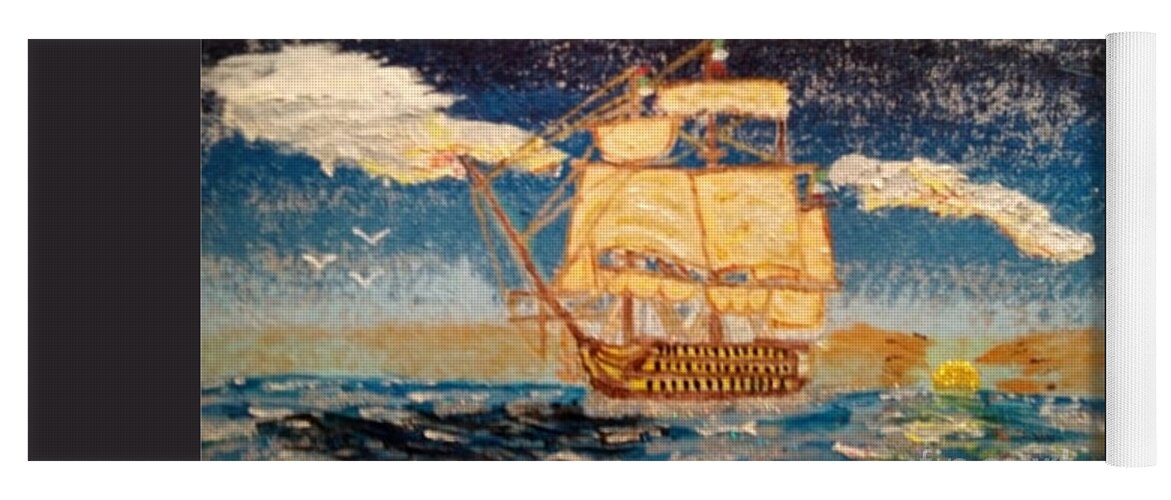 Ship Yoga Mat featuring the painting Silver Seas by David Westwood