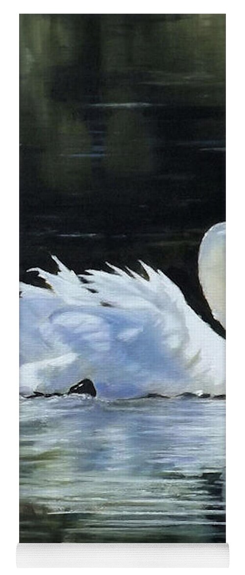 Swan Yoga Mat featuring the painting Silver Wings by Barry BLAKE
