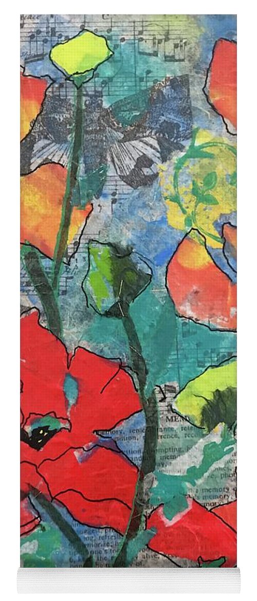 Poppies Yoga Mat featuring the painting Singing poppies by Elaine Elliott