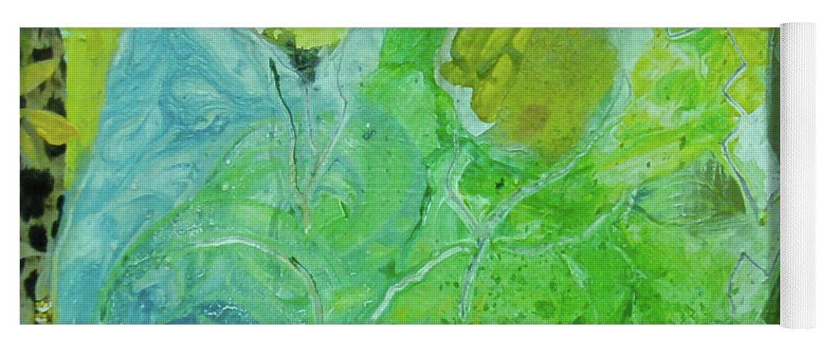 Green Tea Yoga Mat featuring the painting Sipping Green Tea by Cherie Salerno