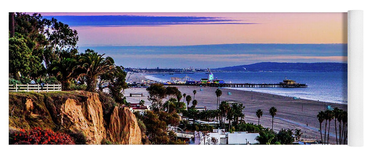 Sunset Santa Monica Pier Yoga Mat featuring the photograph Sitting on the fence - Santa Monica Pier by Gene Parks