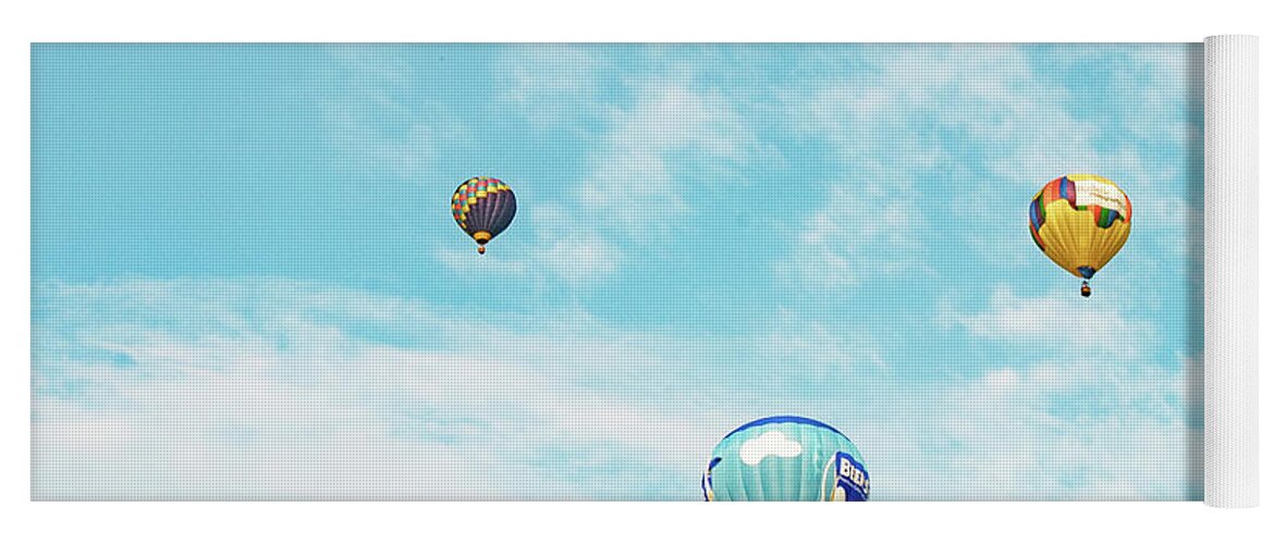Hot Air Balloons Yoga Mat featuring the photograph Sky Blue and Balloons by Todd Klassy