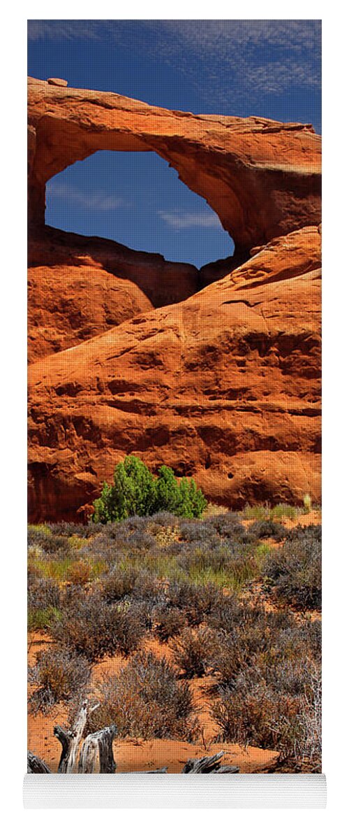 Desert Yoga Mat featuring the photograph Skyline Arch - Arches National Park by Mike McGlothlen