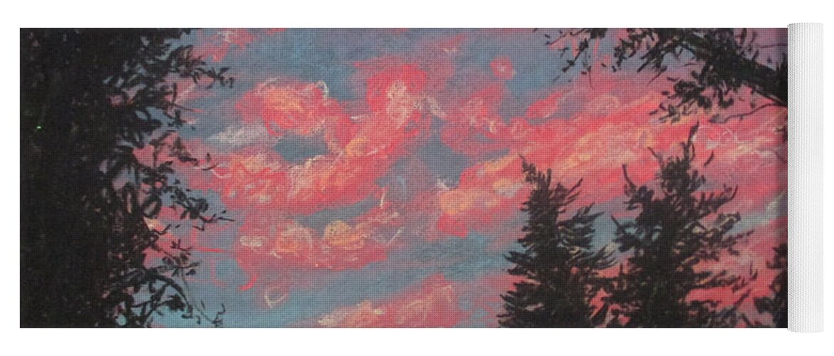 Forest Sky Yoga Mat featuring the painting Sky's Passion by Jen Shearer