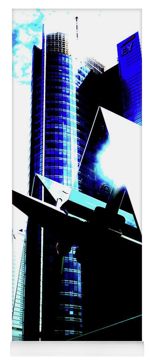 Skyscraper Yoga Mat featuring the photograph Skyscraper And Metro Entrance In Warsaw, Poland 3 by John Siest