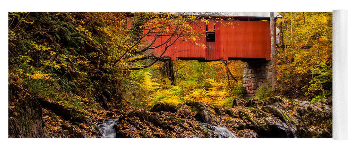 Vermont Yoga Mat featuring the photograph Slaughterhouse Covered Bridge by New England Photography