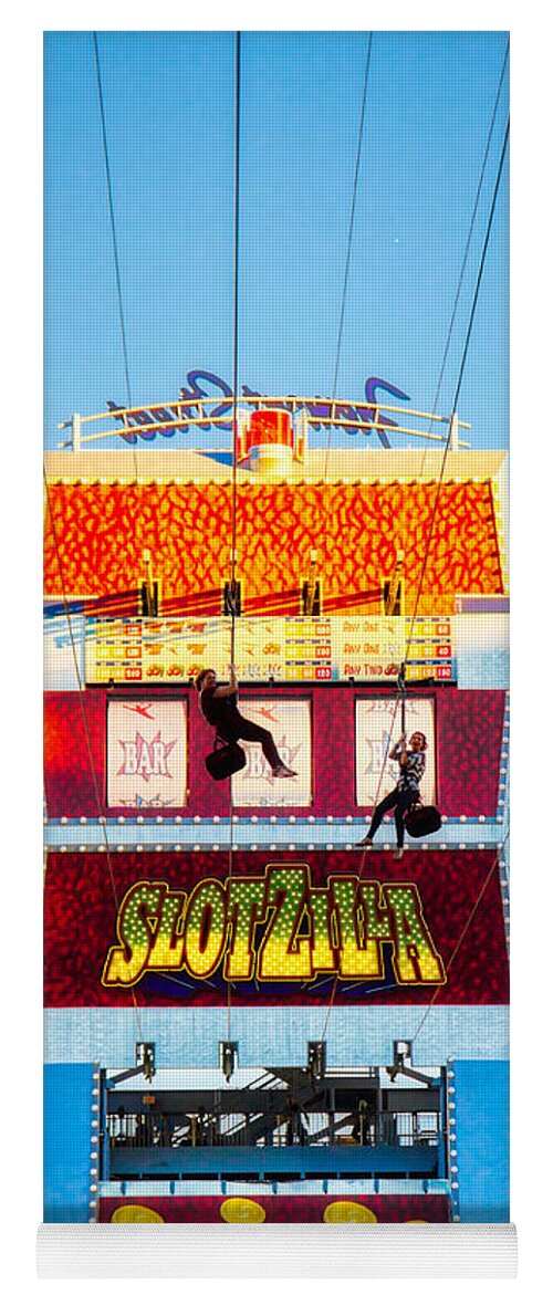 Slotzilla Yoga Mat featuring the photograph Slotzilla Zip Line Las Vegas by Tatiana Travelways