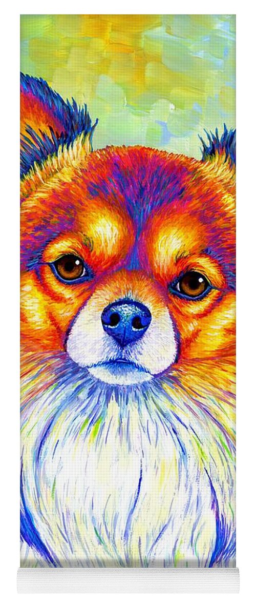 Chihuahua Yoga Mat featuring the painting Small and Sassy - Colorful Rainbow Chihuahua Dog by Rebecca Wang
