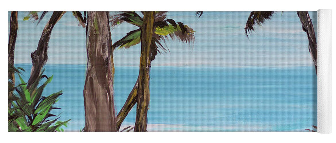 Palm Tree Beach Ocean Sea Island Water Sand Yoga Mat featuring the painting Smooth Water by James and Donna Daugherty
