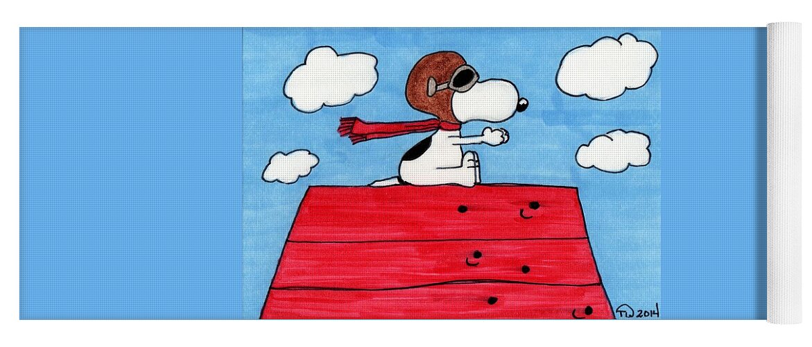 Classic Yoga Mat featuring the painting Snoopy WW1 Flying Ace by Tambra Wilcox
