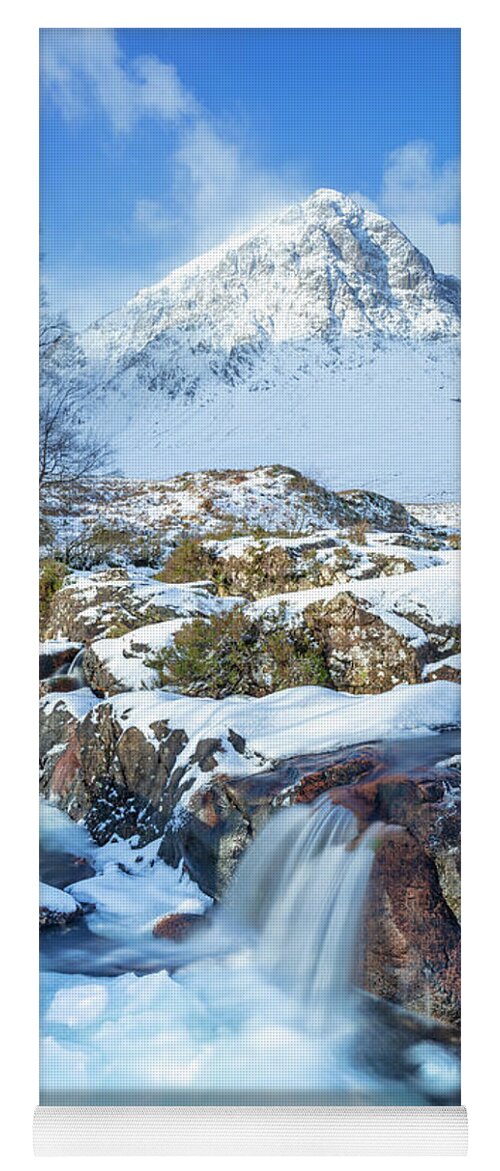 Buachaille Etive Mor Yoga Mat featuring the photograph Snow covered Buachaille Etive Mor in the Scottish Highlands by Neale And Judith Clark
