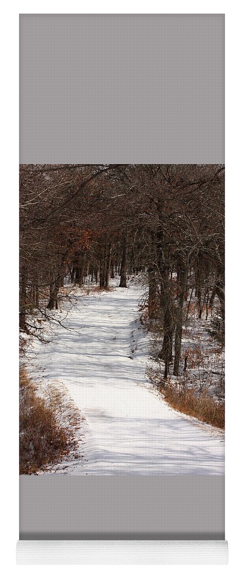 Nature Yoga Mat featuring the photograph Snow Covered Trail Through the Woods by Sheila Brown