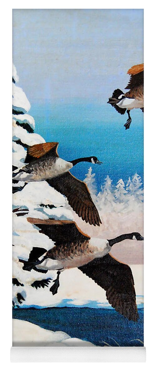 Nature Yoga Mat featuring the painting Snow Geese by Vallee Johnson
