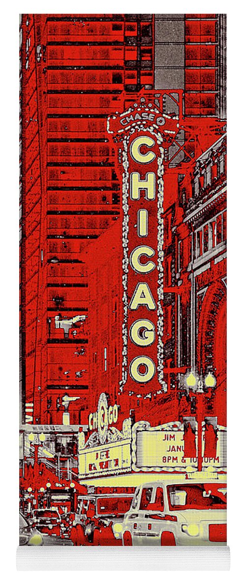 Snow In Chi Town Yoga Mat featuring the mixed media Snow in Chi Town by Susan Maxwell Schmidt