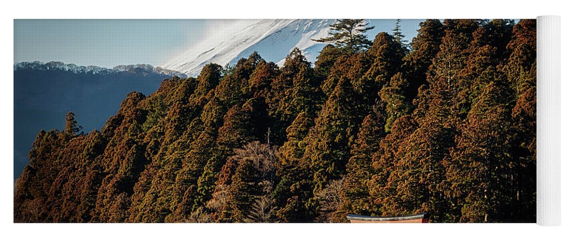 Ashinoko Yoga Mat featuring the photograph Snow on Fuji by Bill Chizek