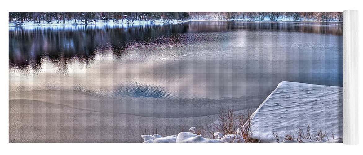 Landscape Yoga Mat featuring the photograph Snow on the Dock by David Patterson