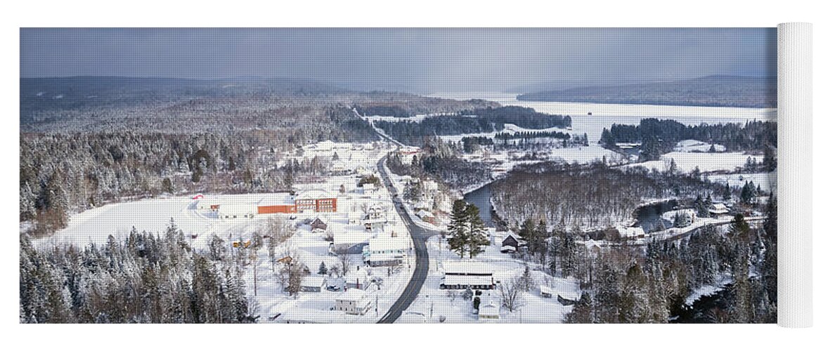 Village Yoga Mat featuring the photograph Snow Shower North of Pittsburg Village, New Hampshire #2 by John Rowe