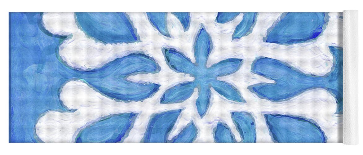 Snowflake Yoga Mat featuring the painting Snowfire 27. Snowflake Painting Series. by Amy E Fraser