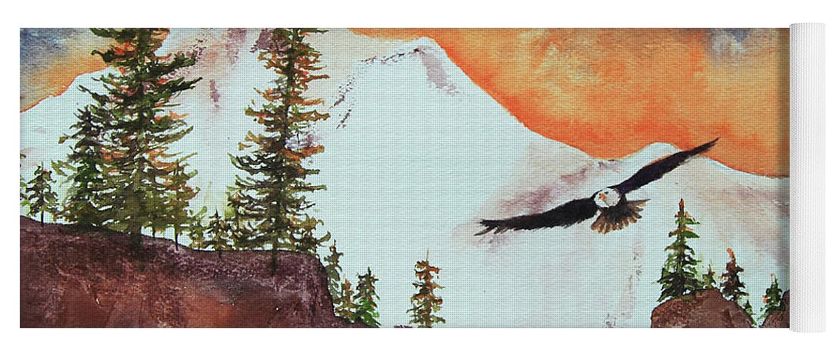 Mountains Yoga Mat featuring the painting Soaring Eagle by Jeanette French