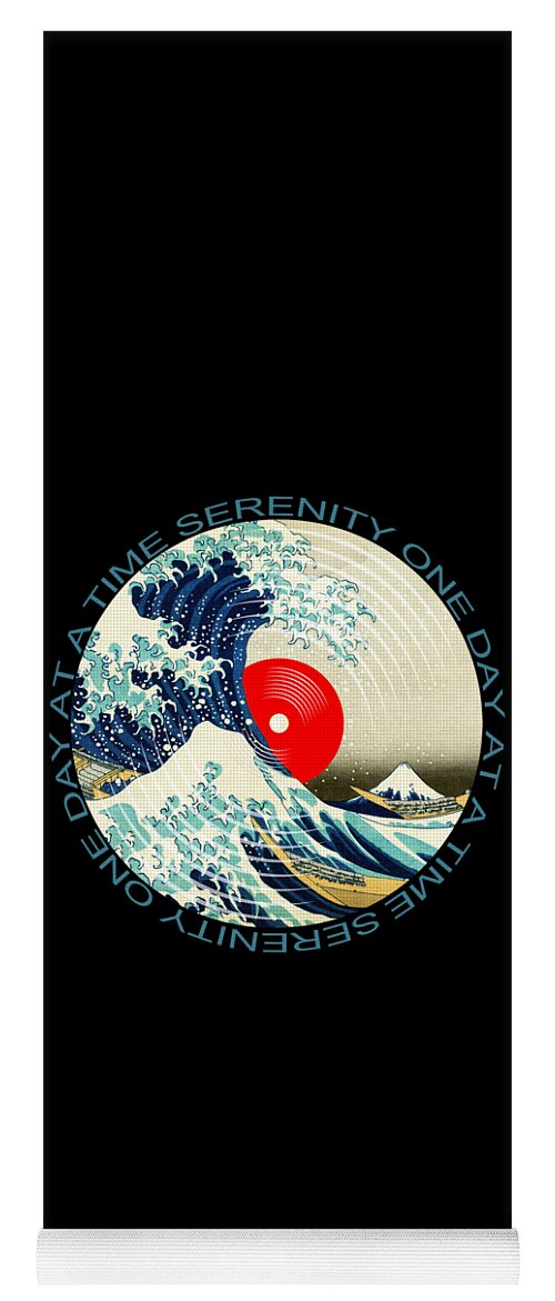 Sobriety Yoga Mat featuring the painting Sobriety Serenity One Day At A Time AA Sober Tee Tees T-Shirt Great Wave by Tony Rubino