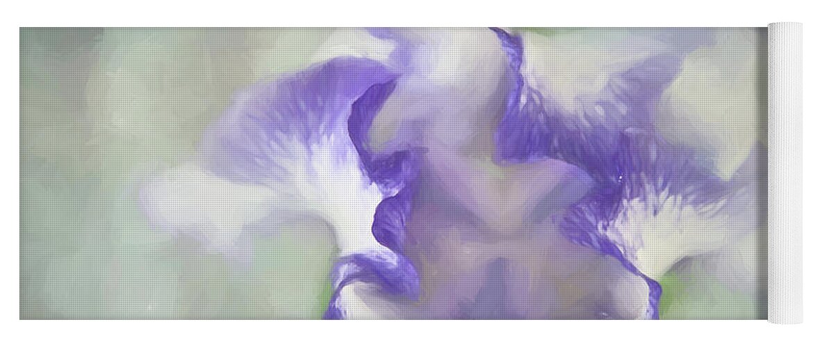 Iris Yoga Mat featuring the photograph Soft and Abstract Iris by Amy Dundon