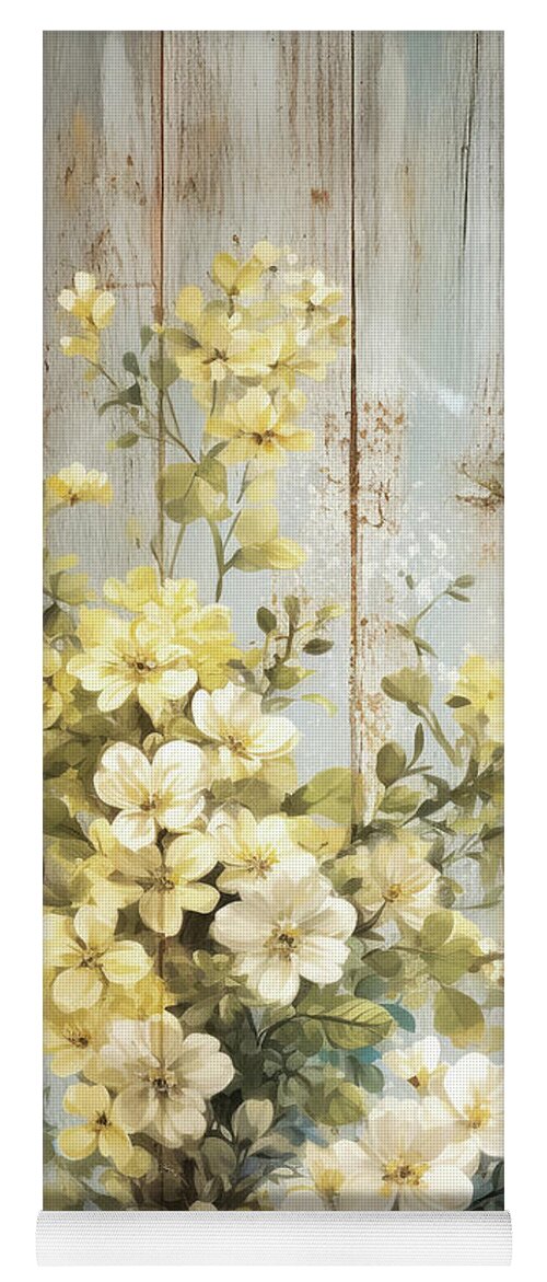 Yellow Roses Yoga Mat featuring the painting Soft Yellow Petals 2 by Tina LeCour