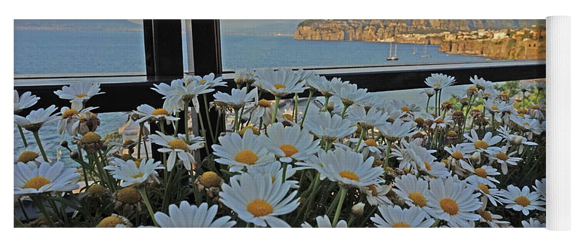 Sorrento Yoga Mat featuring the photograph Sorrento - View with Flowers by Yvonne Jasinski