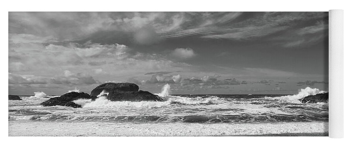 Landscape Yoga Mat featuring the photograph South Beach Vista Black and White by Allan Van Gasbeck