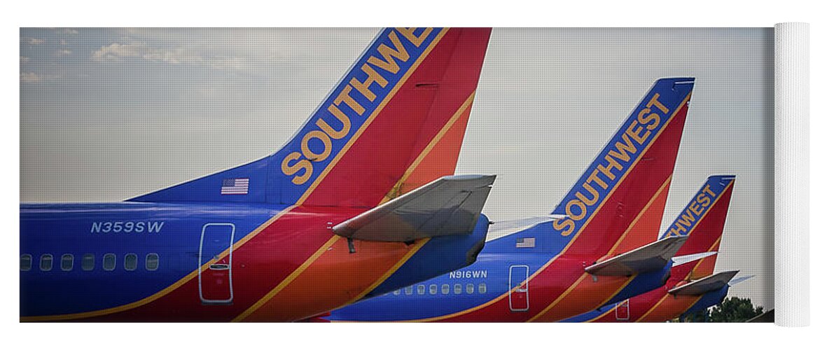 Southwest Airlines Planes Yoga Mat featuring the photograph Southwest Airlines Planes by Robert Bellomy