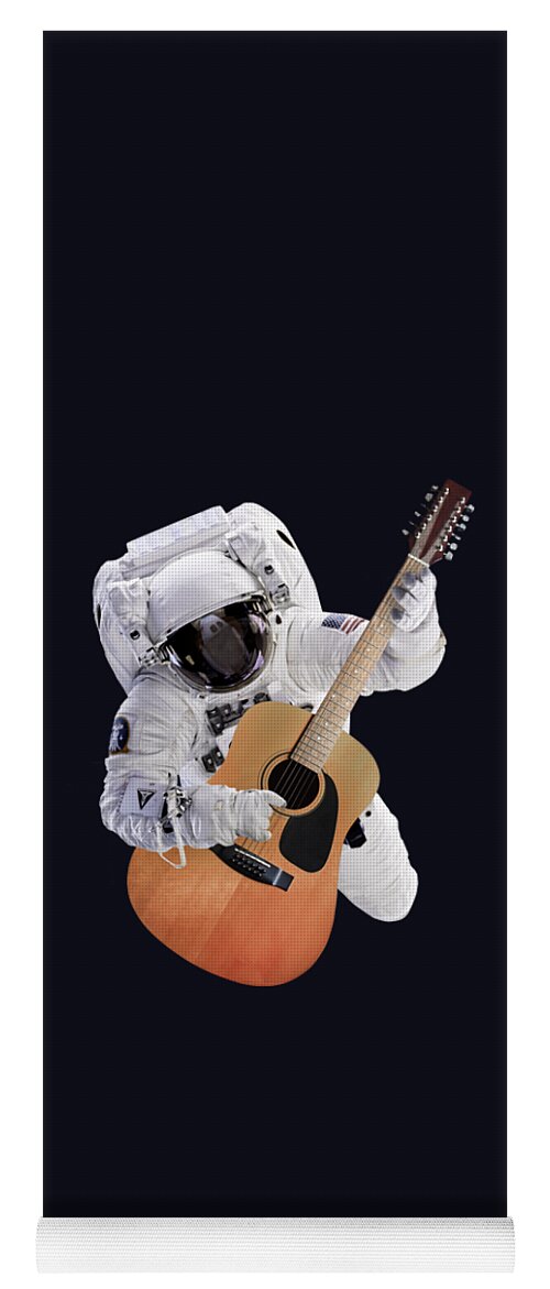 Astronaut Yoga Mat featuring the photograph Space guitar astronaut by Delphimages Photo Creations