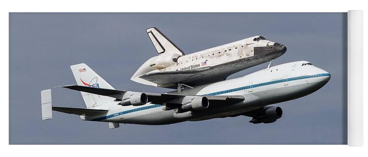 747-123 Yoga Mat featuring the photograph Space Shuttle Discovery Delivery 1 by Liza Eckardt