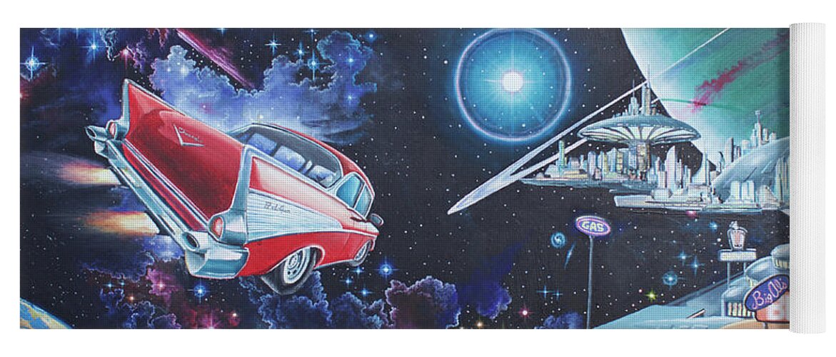Chevy Yoga Mat featuring the painting Space Station by Michael Goguen