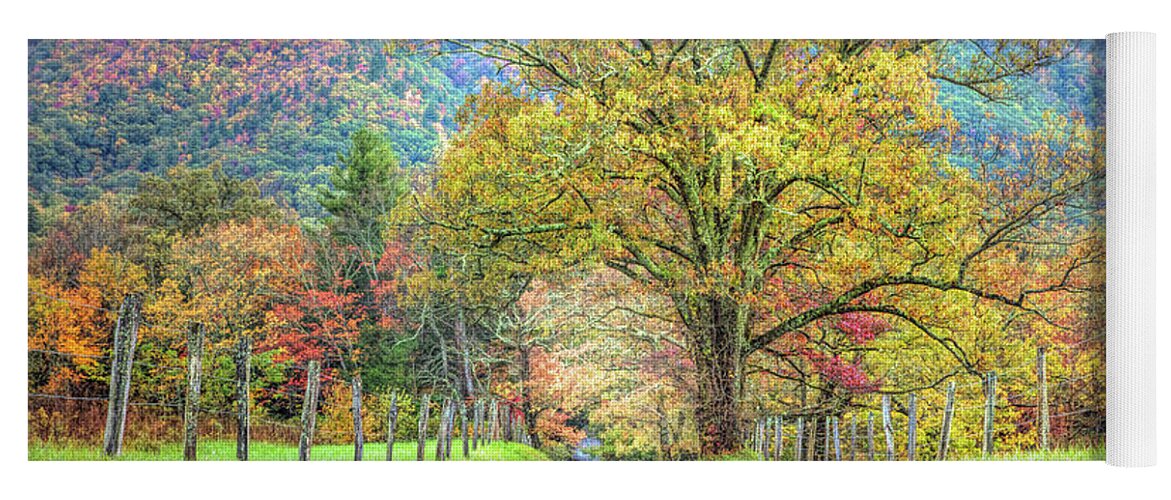 Barns Yoga Mat featuring the photograph Sparks Lane at Cades Cove Townsend Tennessee by Debra and Dave Vanderlaan