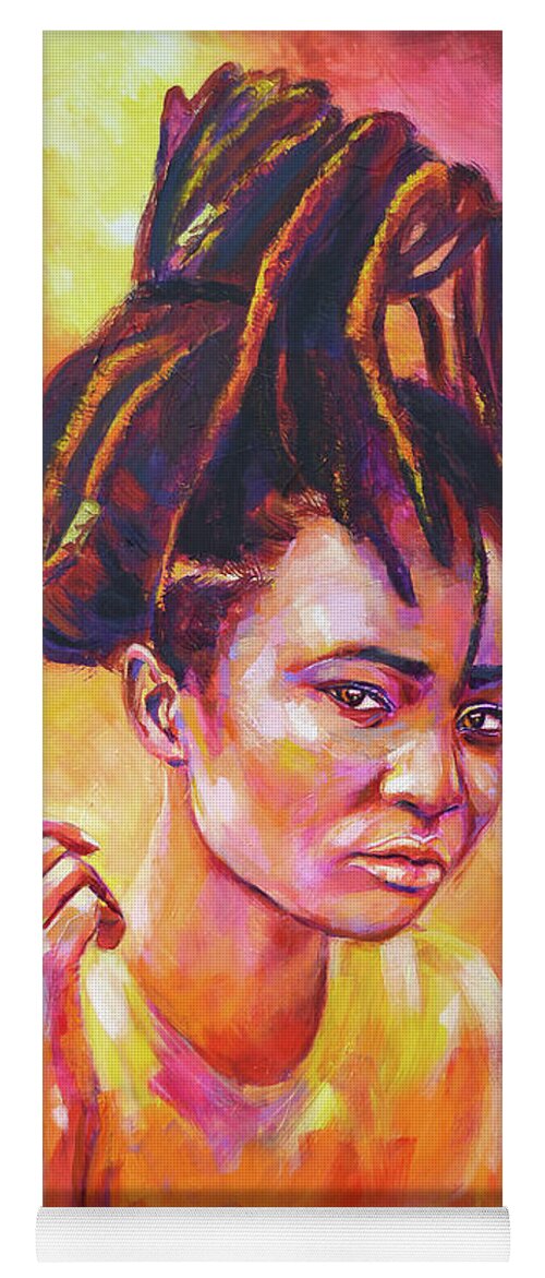 Black Women Yoga Mat featuring the painting Speak My Mind by Luzdy Rivera