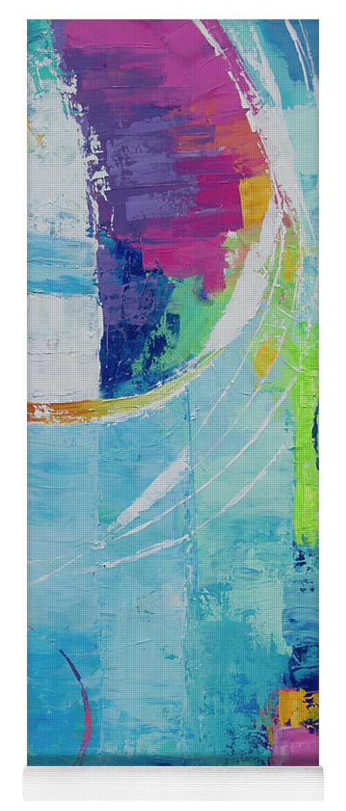 Colorful Yoga Mat featuring the painting Spinning Into Control by Linda Bailey
