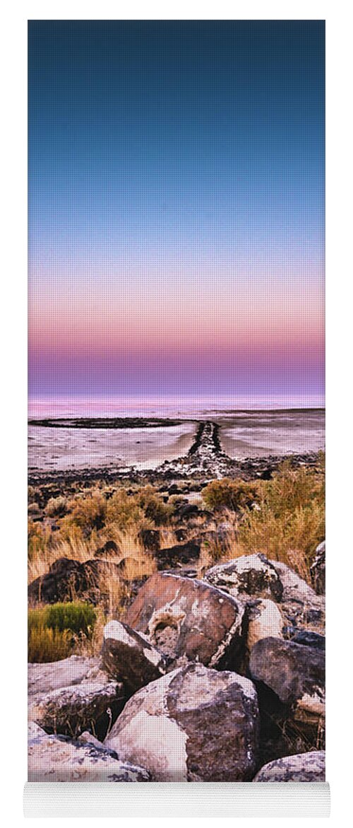 Spiral Jetty Yoga Mat featuring the photograph Spiral Dawn by Bryan Carter